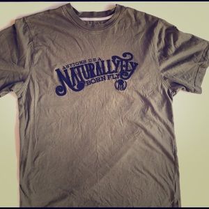 Born Fly Anytown “Naturally Fly” olive green shirt